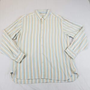 Tommy Bahama Shirt Mens XL Blue Striped 100% Tencel Lyocell Button Up Casual